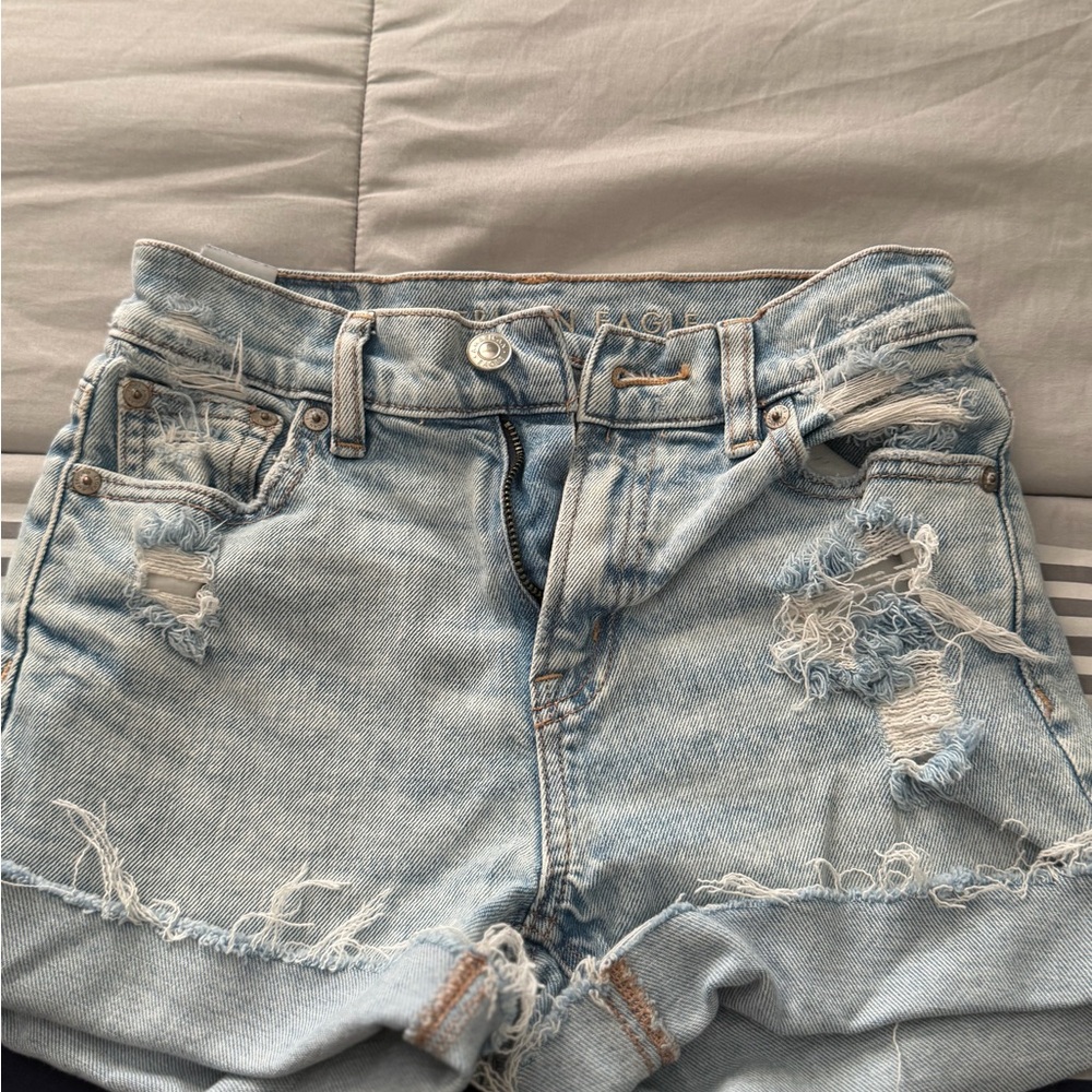 American Eagle Outfitters Light Blue Distressed Denim Cutoff Shorts